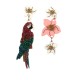 Orecchini pendenti pappagallo e rosa