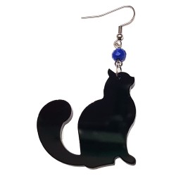 Orecchini pendenti gatto nero e bocca blu