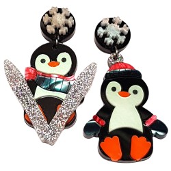 Orecchini pendenti asimmetrici Pinguino