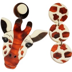 Orecchini pendenti asimmetrici Giraffa