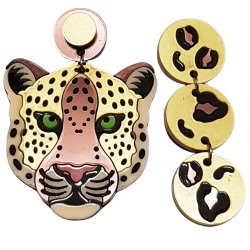 Orecchini pendenti asimmetrici Leopardo