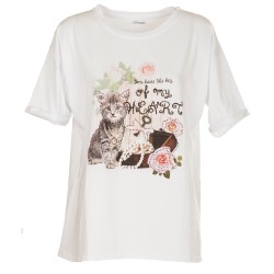 T-Shirt large Cat rosa